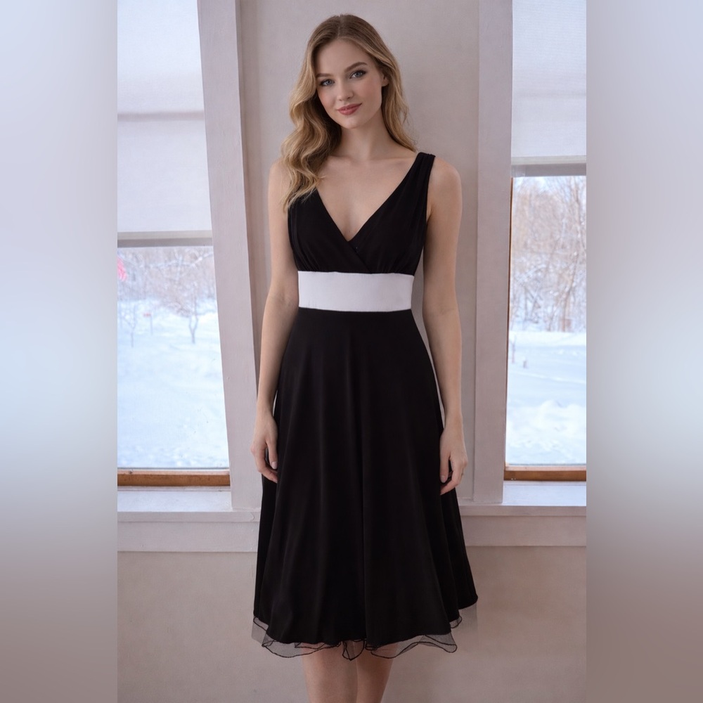 Speechless Black and White Midi Dress